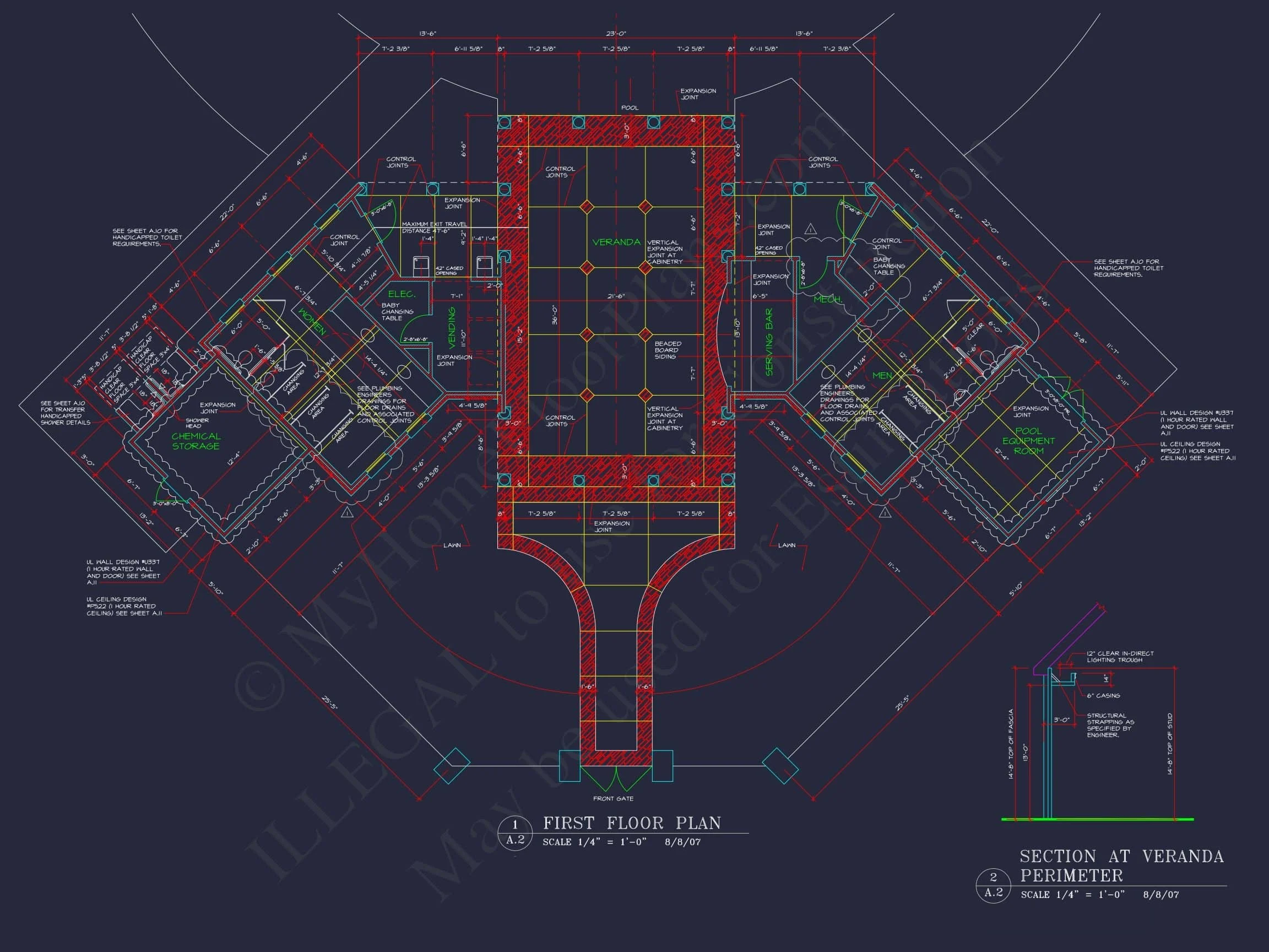 19-CLUBHOUSE - 94' Wide Clubhouse Floor Plan - Architectural CAD Blueprints 10 94' Wide Clubhouse Floor Plan – Architectural CAD Blueprints