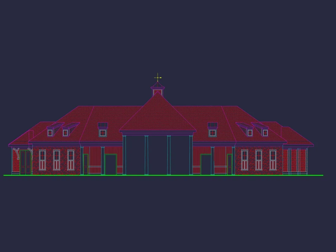 94' Wide Clubhouse Floor Plan – Architectural CAD Blueprints