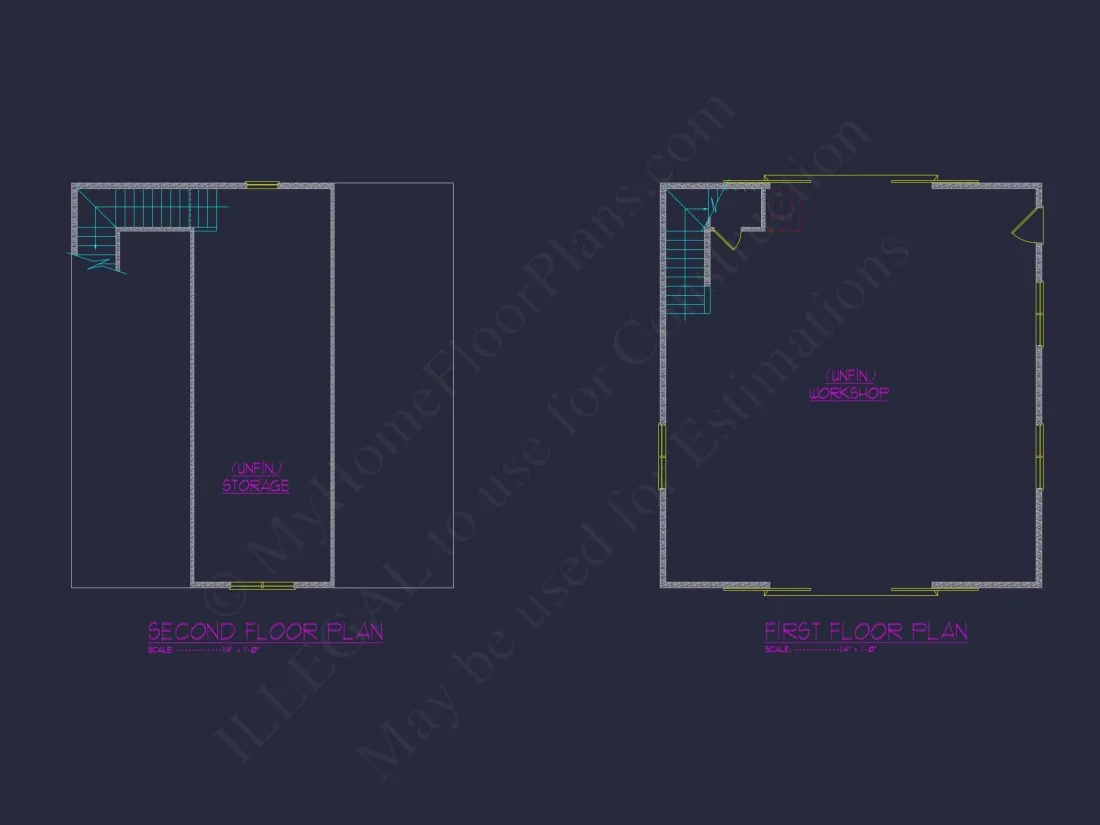 Barn-Style Floor Plan with 2 Garage Bays and Workshop Space