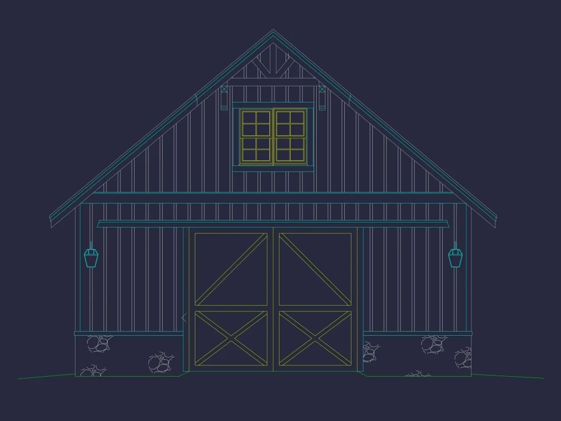 Barn-Style Floor Plan with 2 Garage Bays and Workshop Space