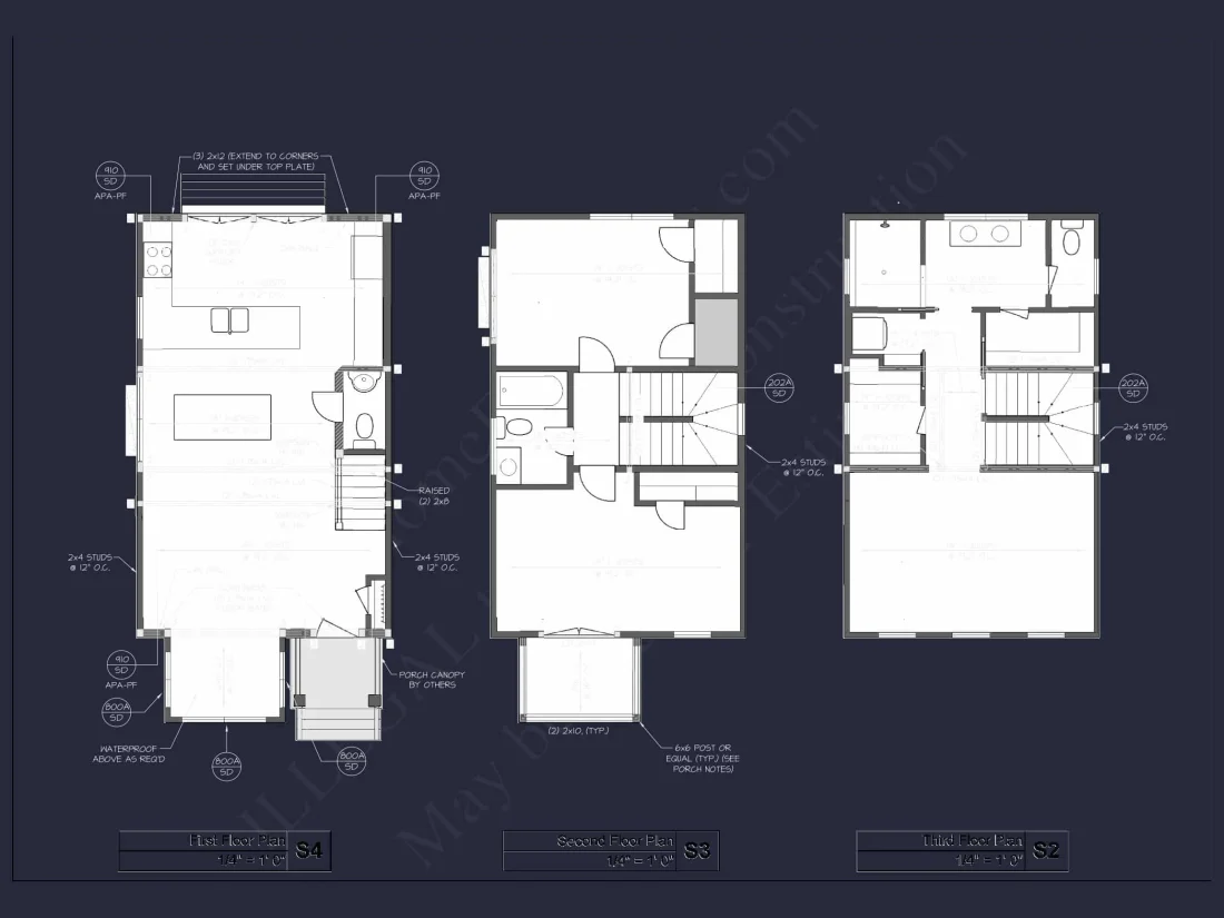 Modern 3-Story House Plan with Open Floor Layout & Roof Deck