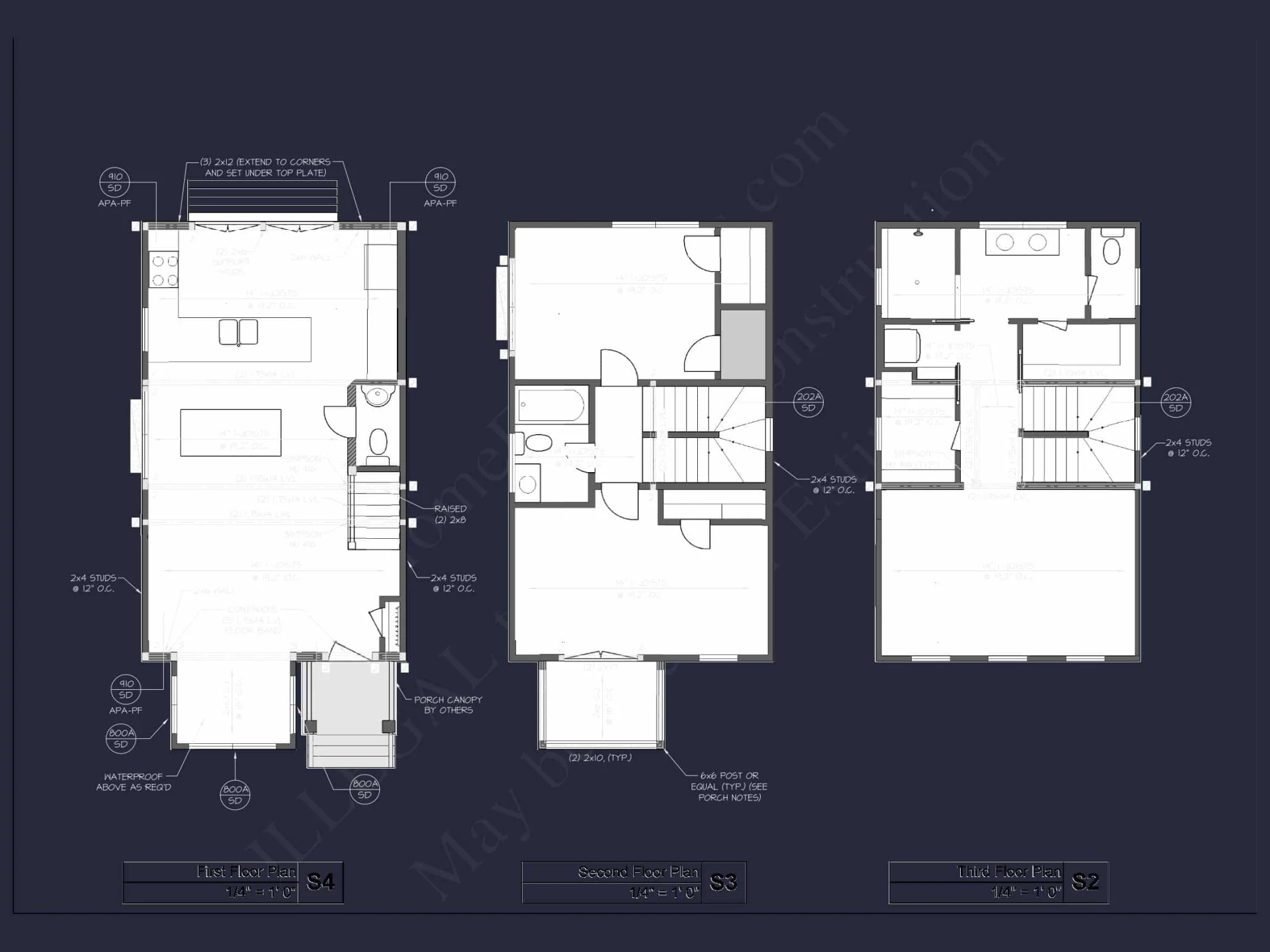 Modern 3-Story House Plan with Open Floor Layout & Roof Deck
