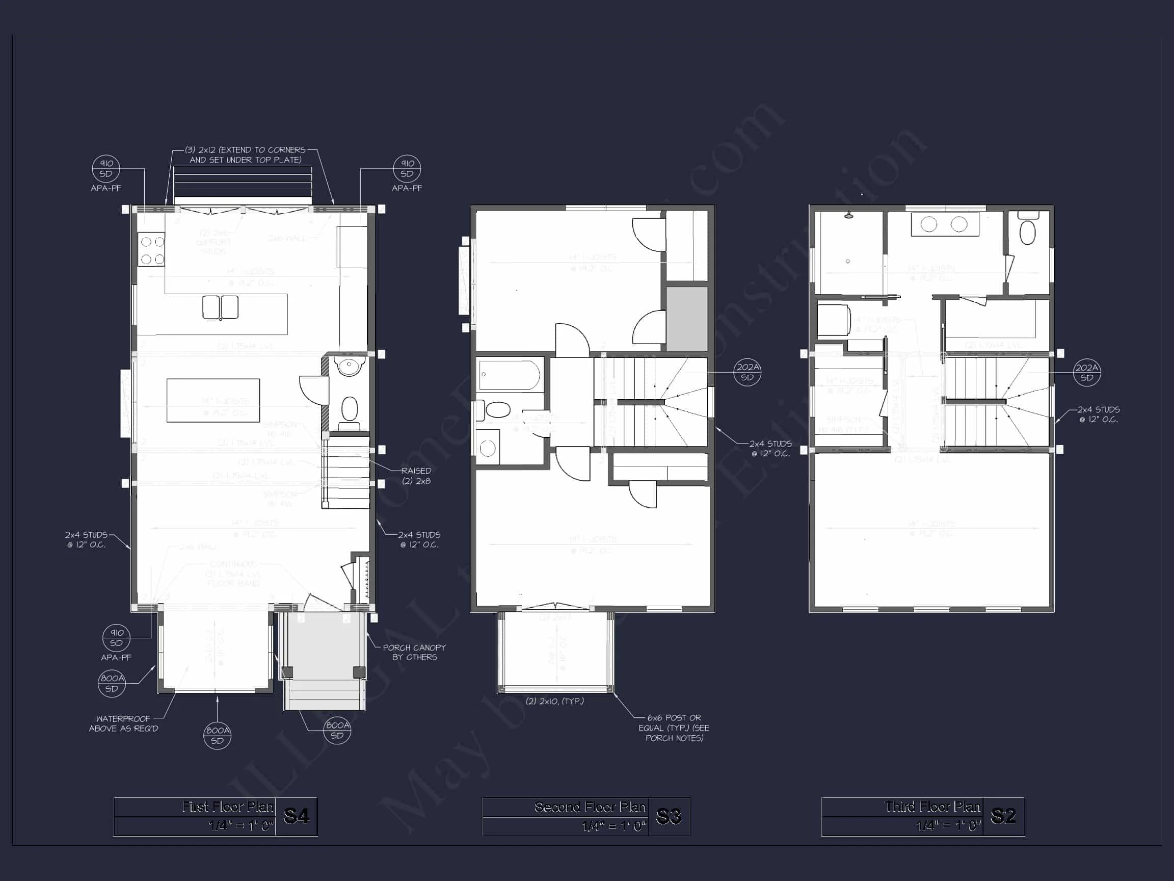 20-1186 HOUSE PLAN - Italianate House Plan - 3-Bed, 3-Bath, 1,950 SF 8 Modern 3-Story House Plan with Open Floor Layout & Roof Deck