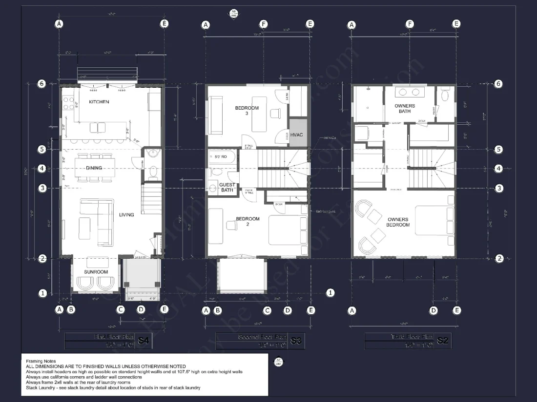Modern 3-Story House Plan with Open Floor Layout & Roof Deck