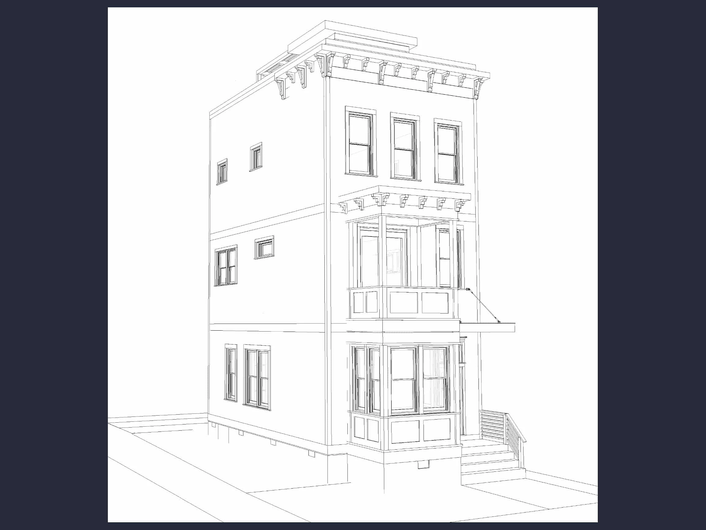 20-1186 HOUSE PLAN - Italianate House Plan - 3-Bed, 3-Bath, 1,950 SF 3 Modern 3-Story House Plan with Open Floor Layout & Roof Deck