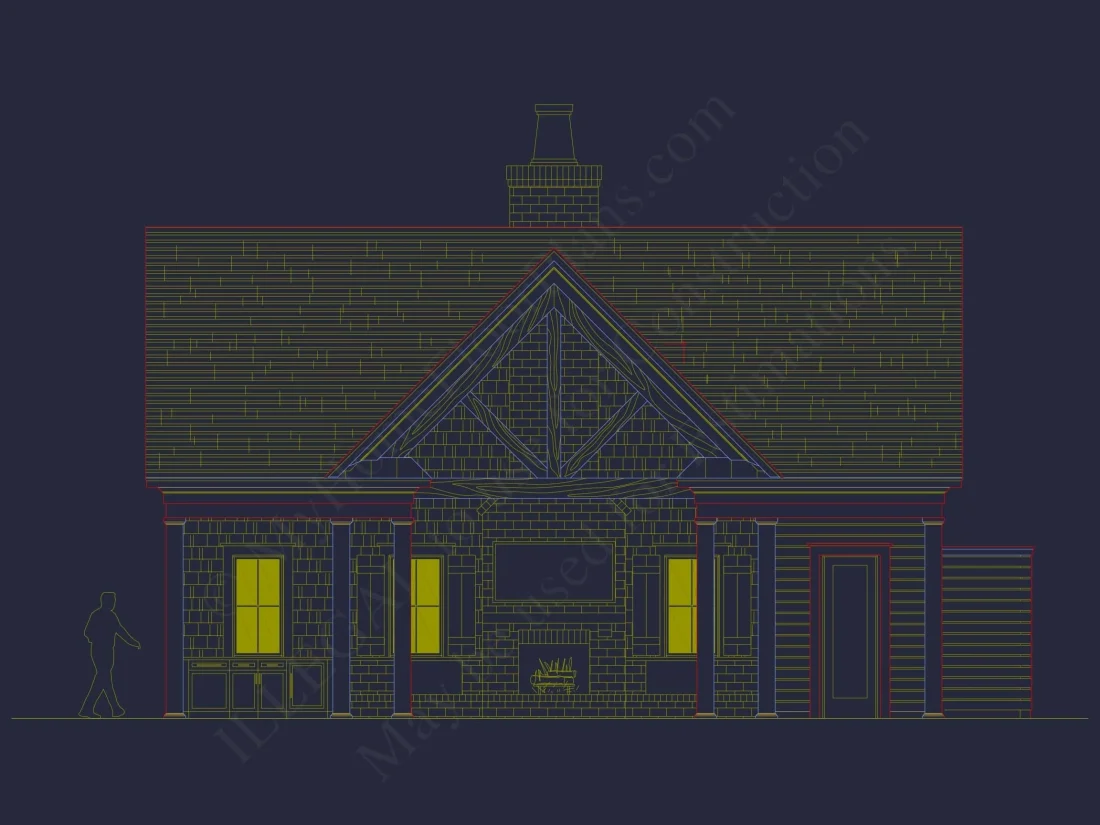 Charming Pool House Floor Plan with Craftsman Touch