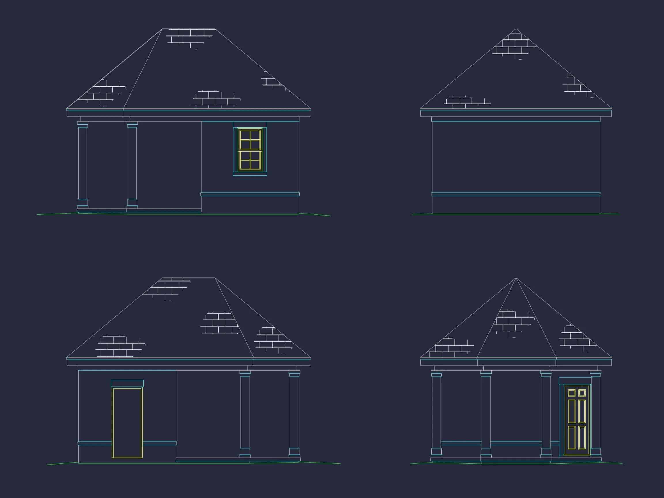 11-1613 CABANA PLAN - Traditional Suburban Home Plan - 0-Bed, 1-Bath, 316 SF 2 Compact Home Blueprint with CAD Designs & Open Floor Plan