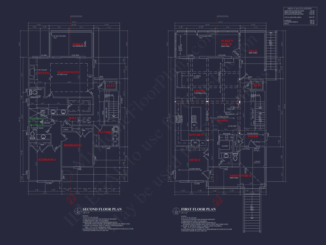 Coastal Home Plan with 4 Bedrooms, 3 Baths & CAD Designs