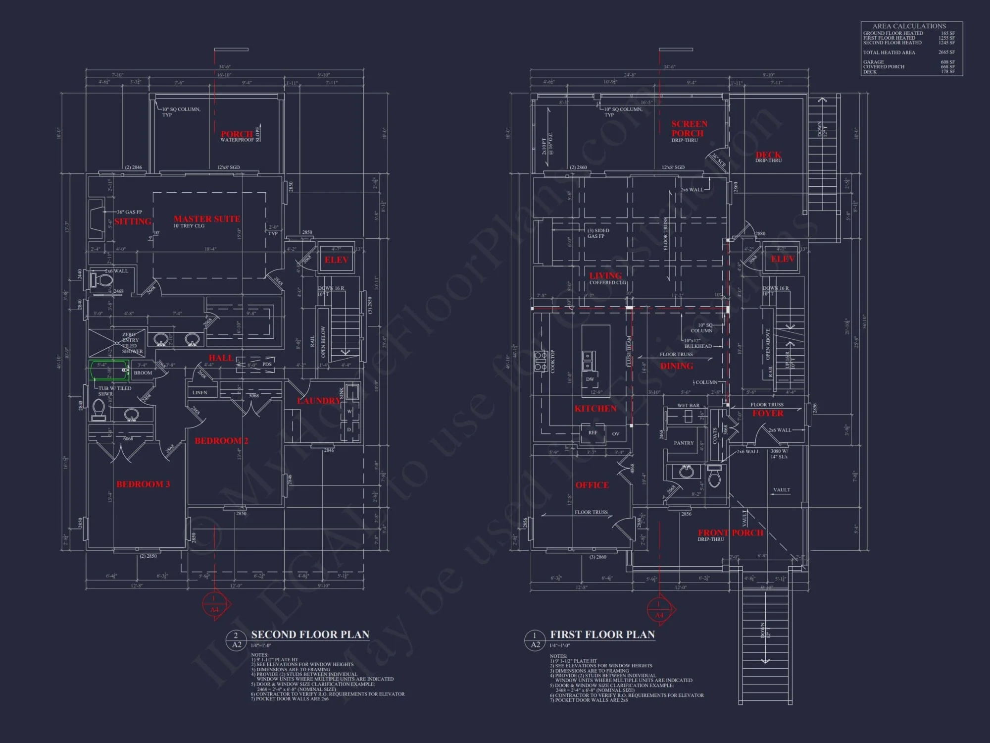 Coastal Home Plan with 4 Bedrooms, 3 Baths & CAD Designs