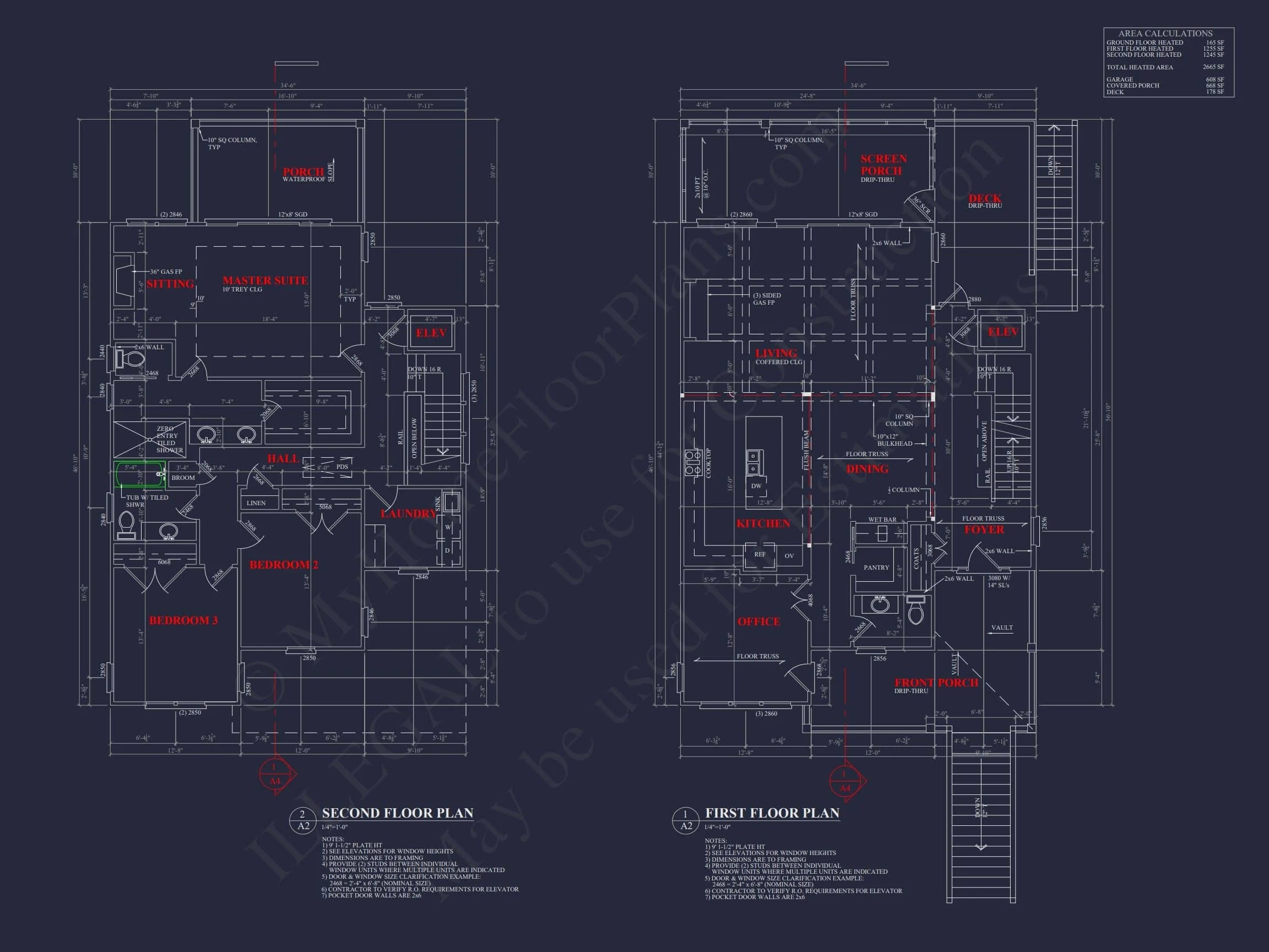 18-1726 HOUSE PLAN - Coastal House Plan with 4 Bedrooms, 3 Baths & CAD Designs 12 Coastal Home Plan with 4 Bedrooms, 3 Baths & CAD Designs