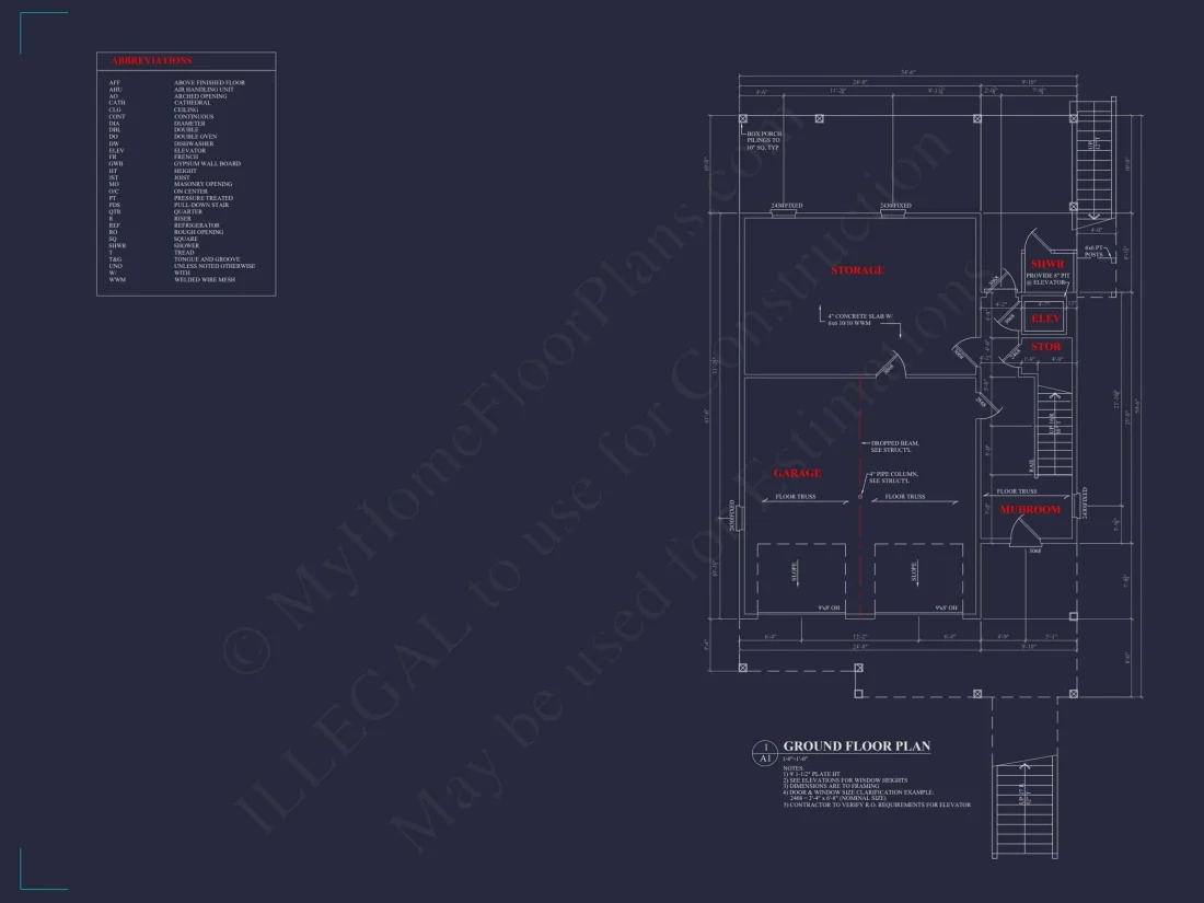 Coastal Home Plan with 4 Bedrooms, 3 Baths & CAD Designs