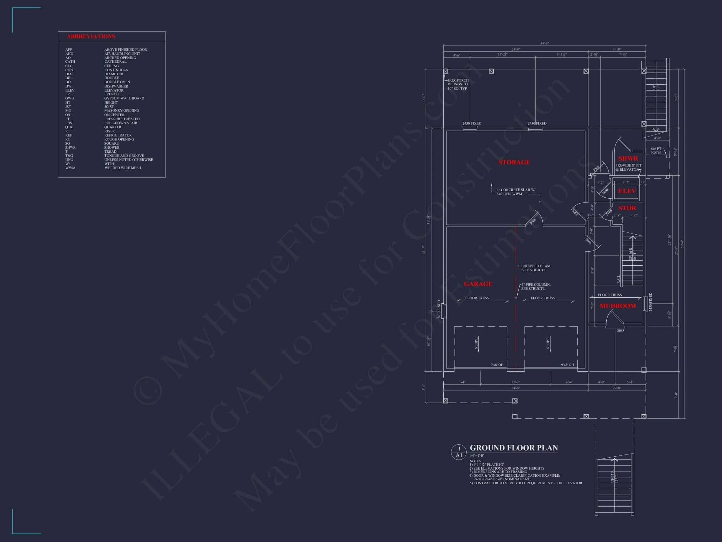 18-1726 HOUSE PLAN - Coastal House Plan with 4 Bedrooms, 3 Baths & CAD Designs 11 Coastal Home Plan with 4 Bedrooms, 3 Baths & CAD Designs