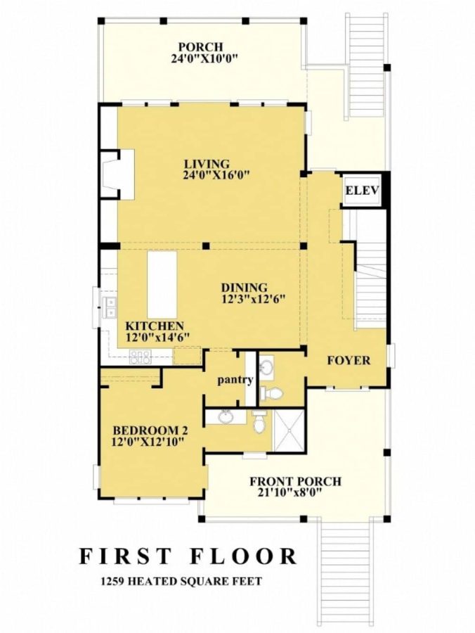 Coastal Home Plan with 4 Bedrooms, 3 Baths & CAD Designs