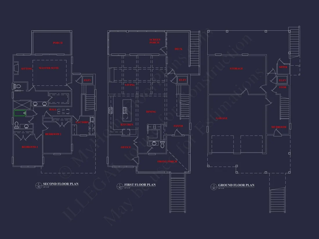 Coastal Home Plan with 4 Bedrooms, 3 Baths & CAD Designs