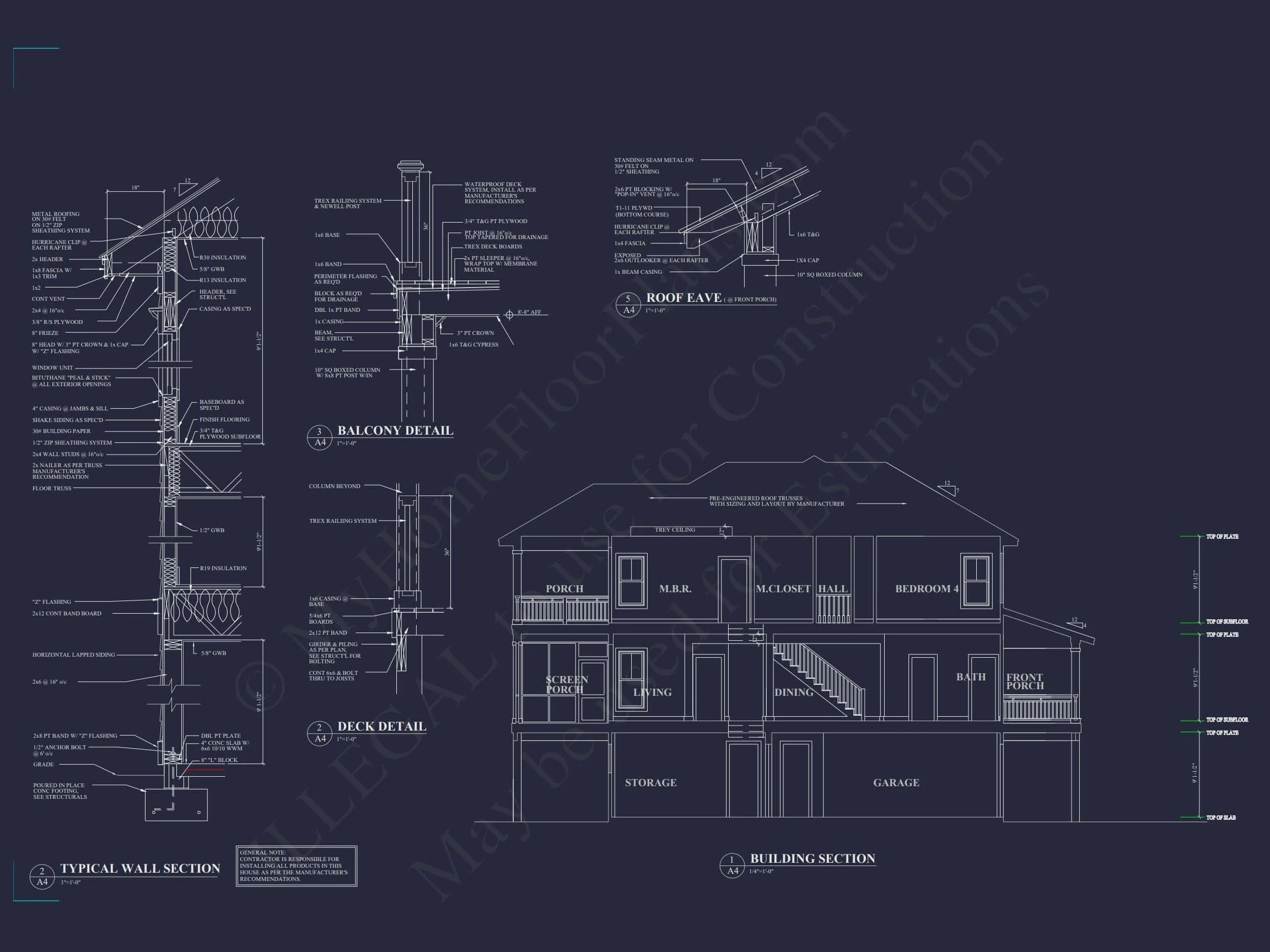 18-1726 HOUSE PLAN - Coastal House Plan with 4 Bedrooms, 3 Baths & CAD Designs 21 Coastal Home Plan with 4 Bedrooms, 3 Baths & CAD Designs