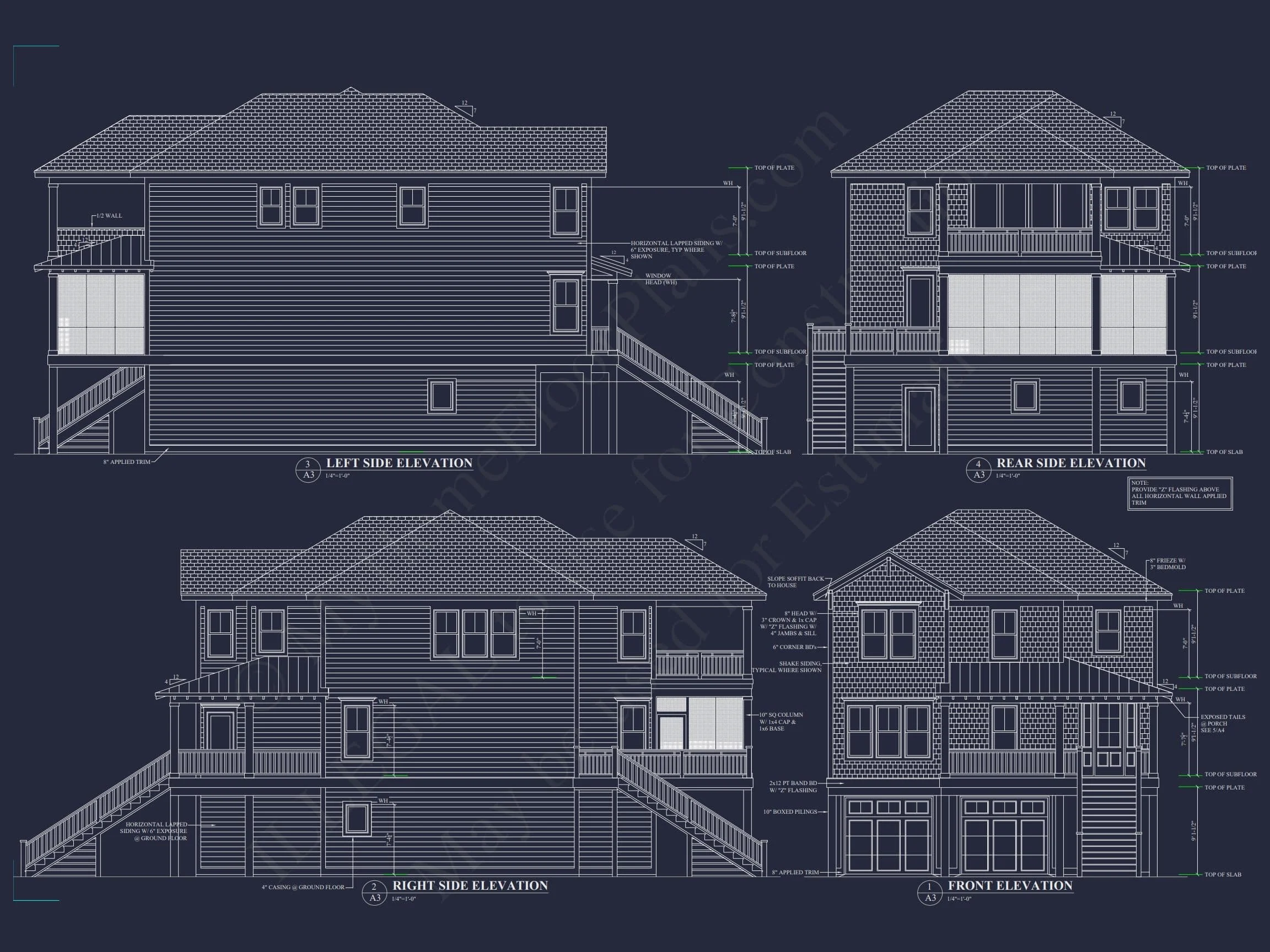 18-1726 HOUSE PLAN - Coastal House Plan with 4 Bedrooms, 3 Baths & CAD Designs 9 Coastal Home Plan with 4 Bedrooms, 3 Baths & CAD Designs