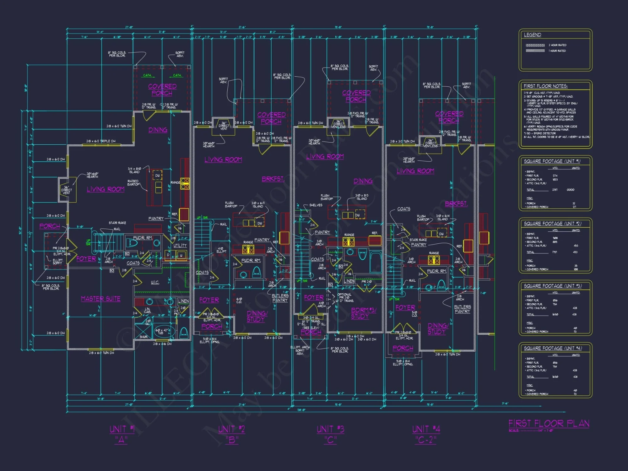 Beautiful Multi-Unit House Plan with CAD Blueprints & Traditional Design