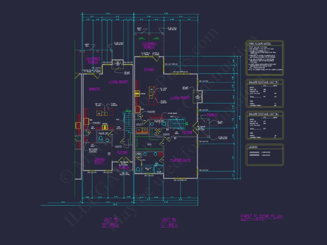 Beautiful Multi-Unit House Plan with CAD Blueprints & Traditional Design