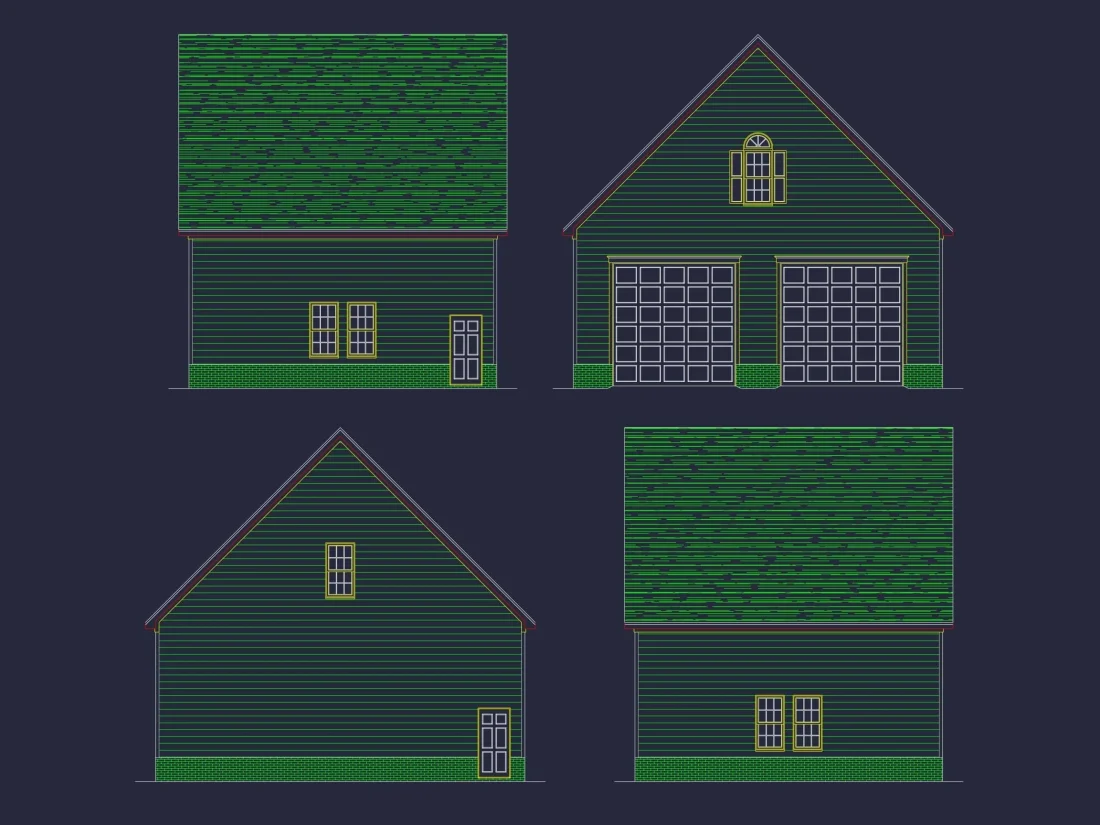 Two-Story Garage House Plan with Versatile CAD Design