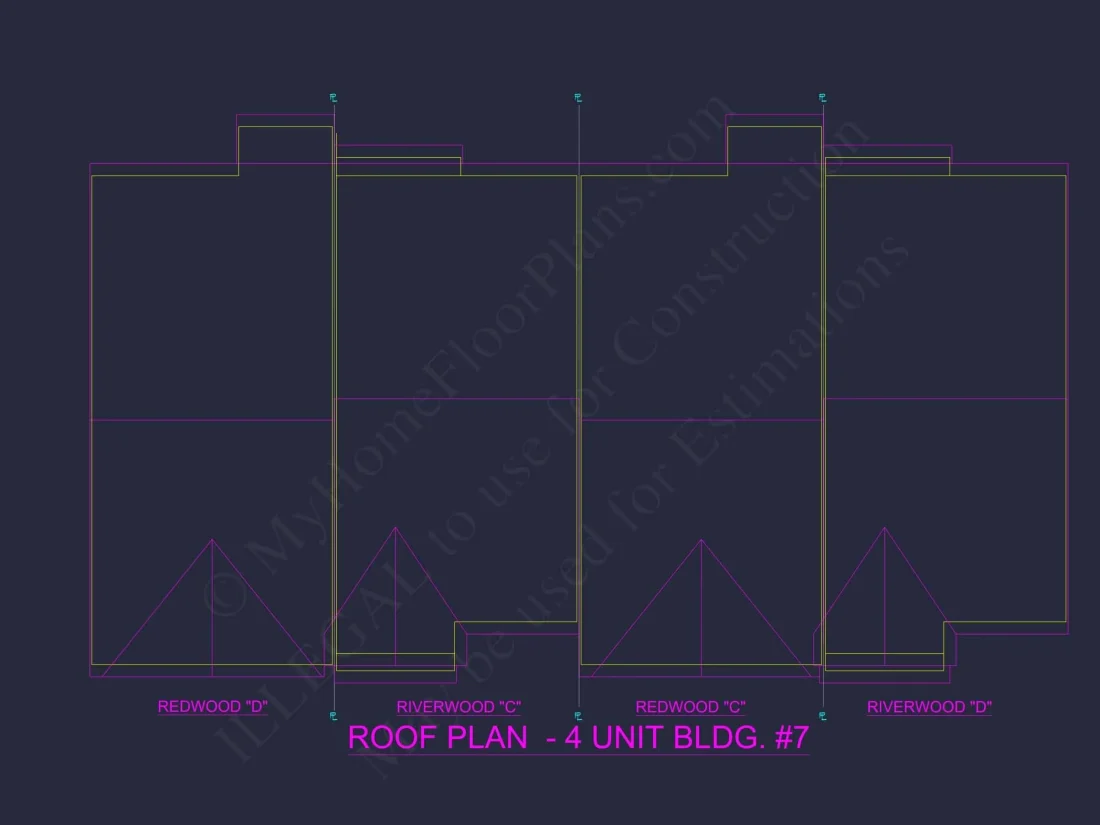 Stylish 4-Unit Townhome Plan with Craftsman-Inspired Architecture
