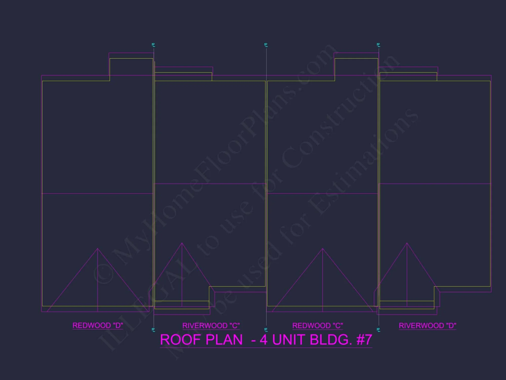 Stylish 4-Unit Townhome Plan with Craftsman-Inspired Architecture