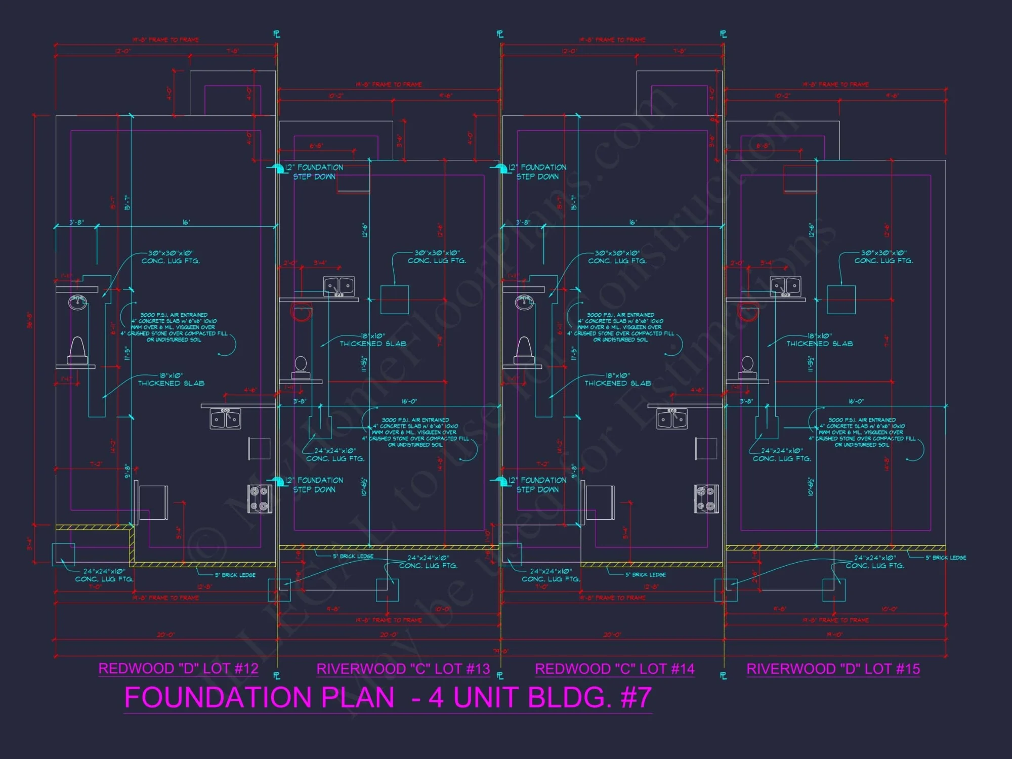 Stylish 4-Unit Townhome Plan with Craftsman-Inspired Architecture