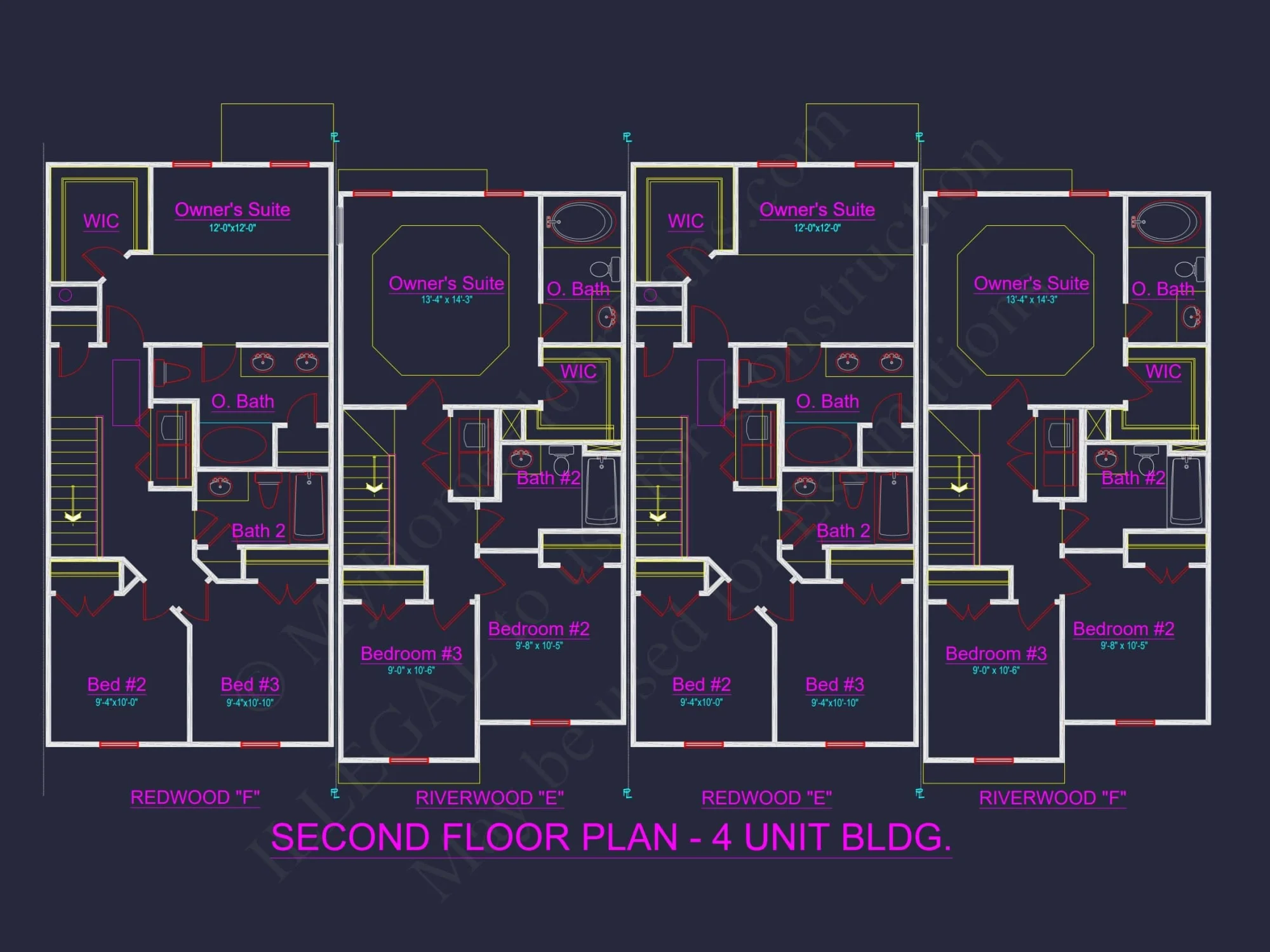Stylish 4-Unit Townhome Plan with Craftsman-Inspired Architecture