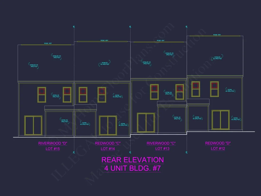 Stylish 4-Unit Townhome Plan with Craftsman-Inspired Architecture