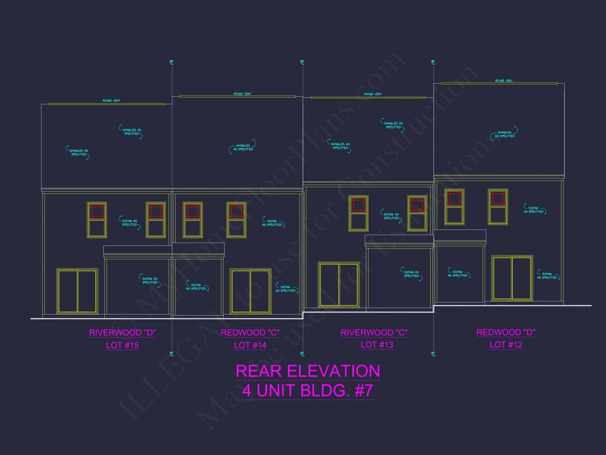 Stylish 4-Unit Townhome Plan with Craftsman-Inspired Architecture