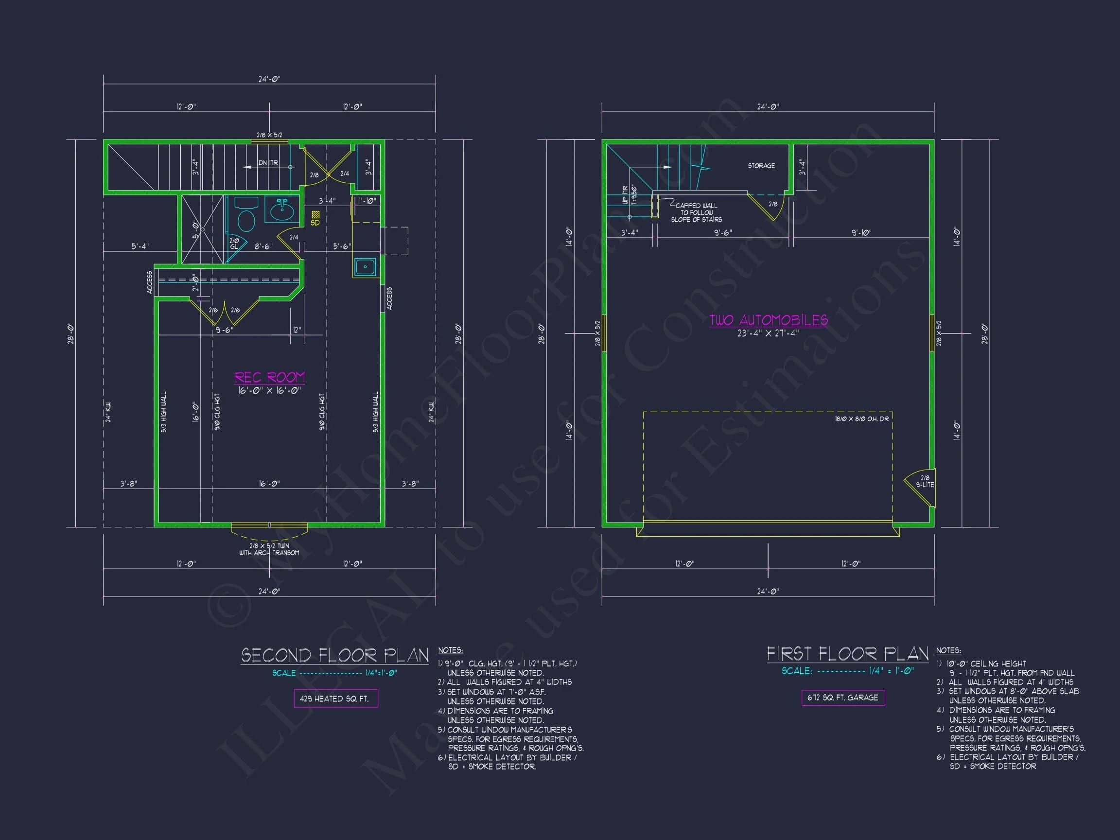 11-1801 GARAGE PLAN - Stylish 24x28 Garage Plan with Living Space and CAD Design 6 Stylish 24x28 Garage Plan with Living Space and CAD Design