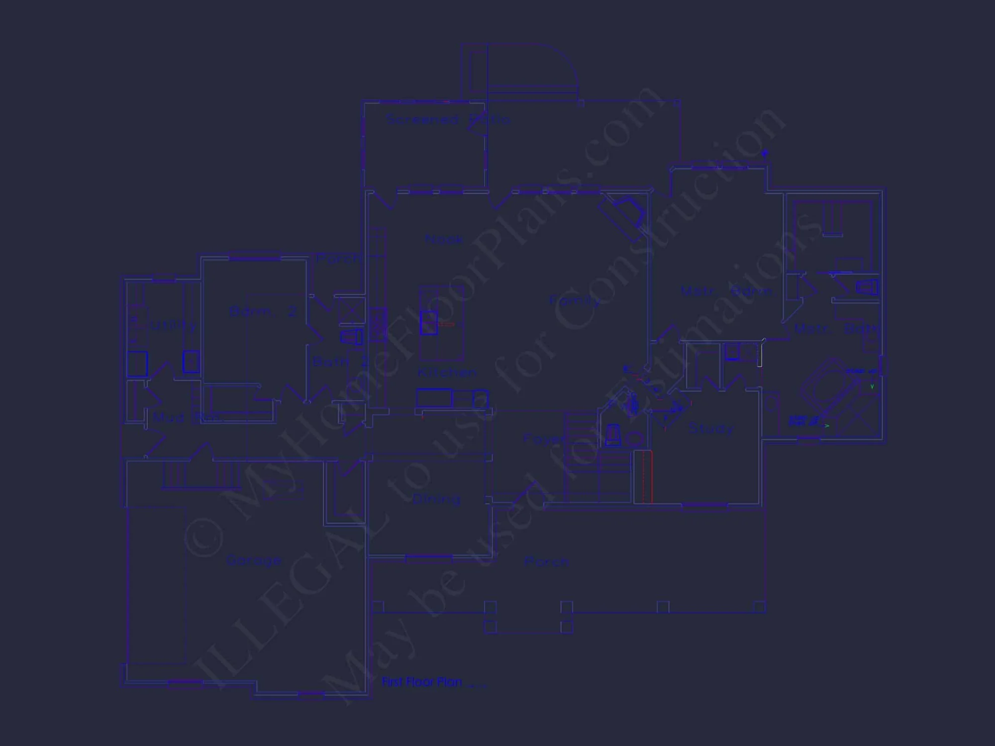 Modern 2-Story House Plan with 4 Bedrooms and CAD Blueprints