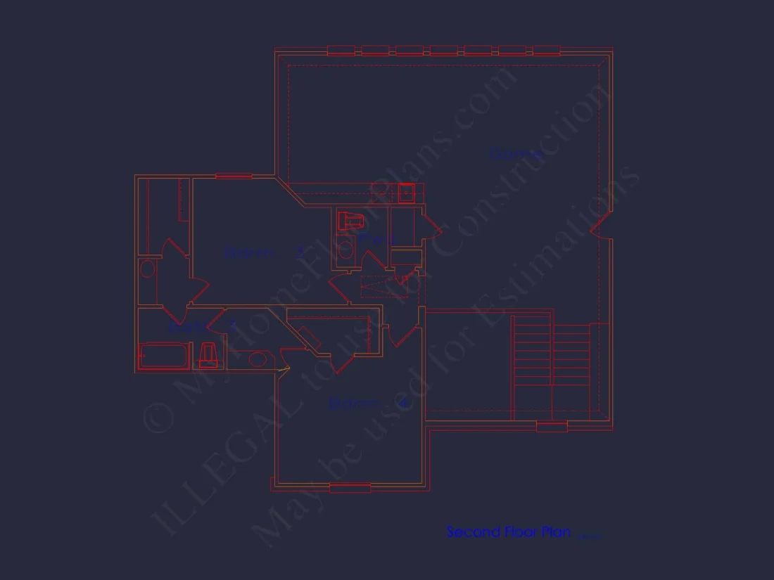 Modern 2-Story House Plan with 4 Bedrooms and CAD Blueprints