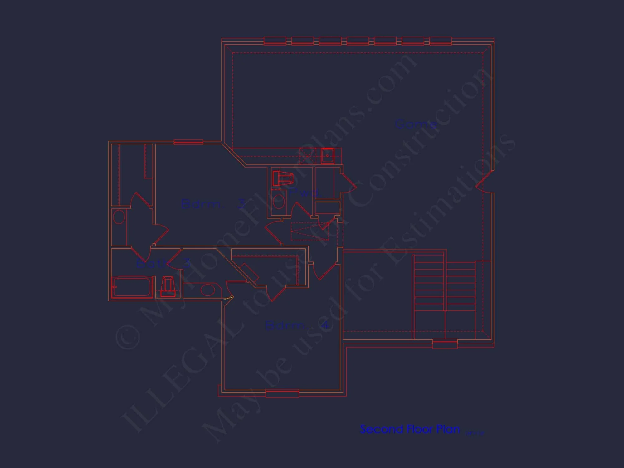 Modern 2-Story House Plan with 4 Bedrooms and CAD Blueprints