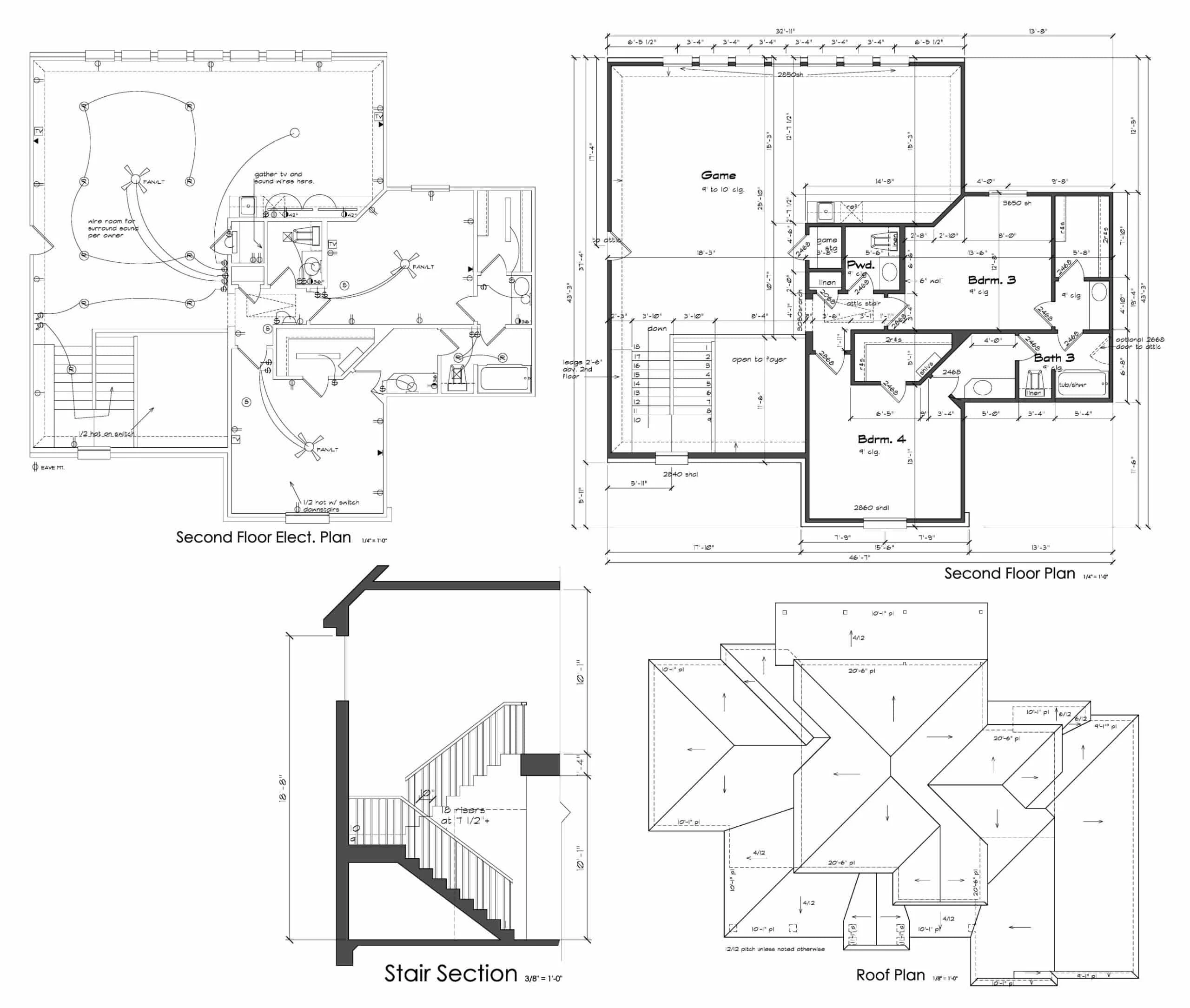 Modern 2-Story House Plan with 4 Bedrooms and CAD Blueprints