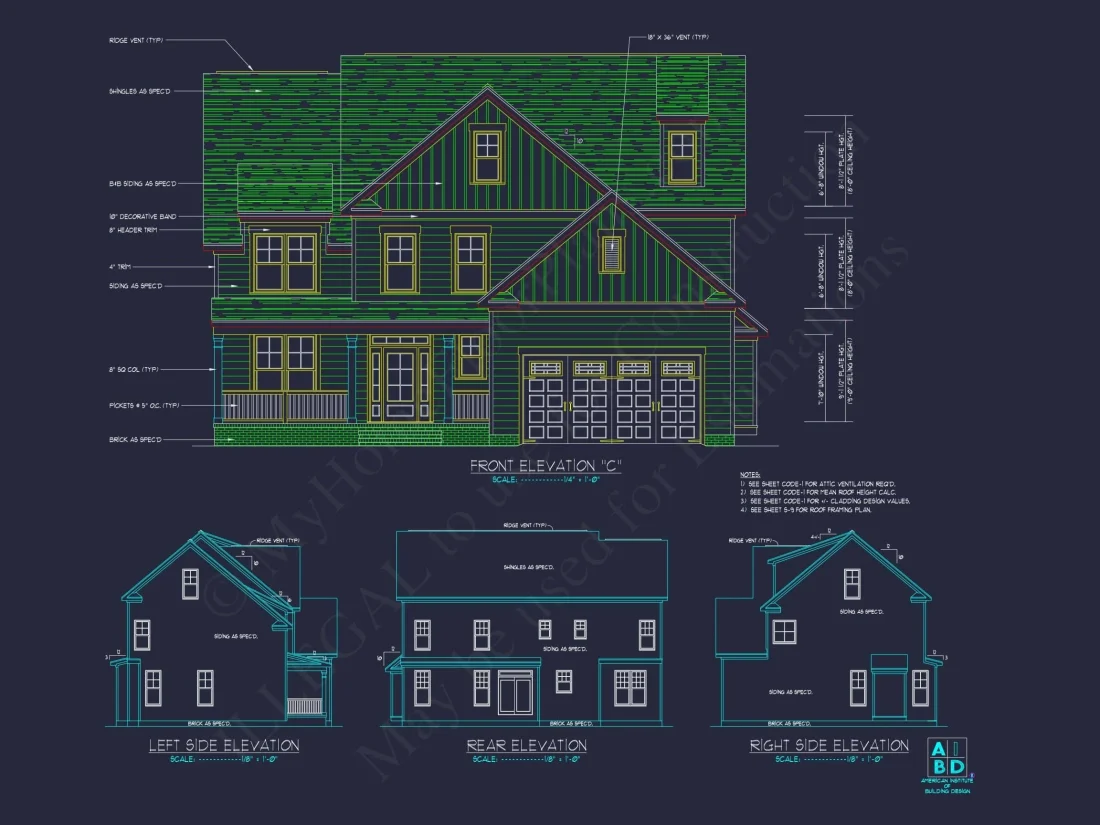 Modern Home Plan with Detailed Floor Designs and CAD Blueprints
