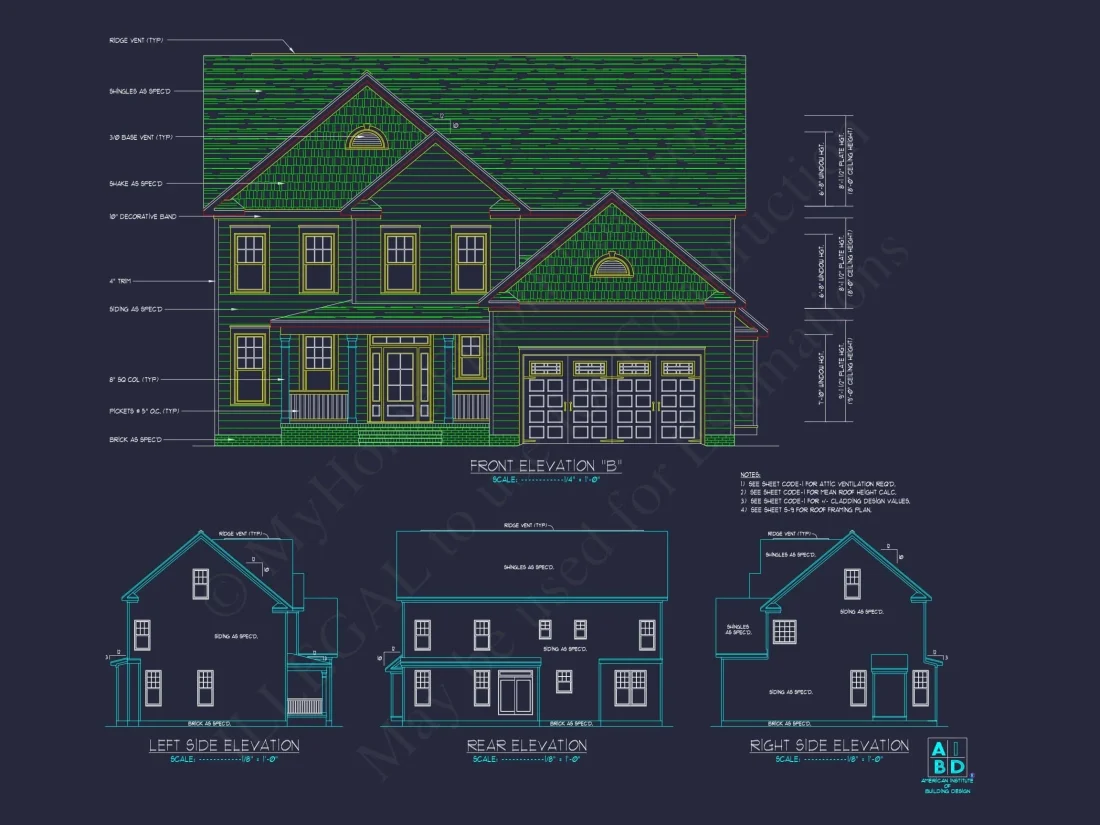 Modern Home Plan with Detailed Floor Designs and CAD Blueprints