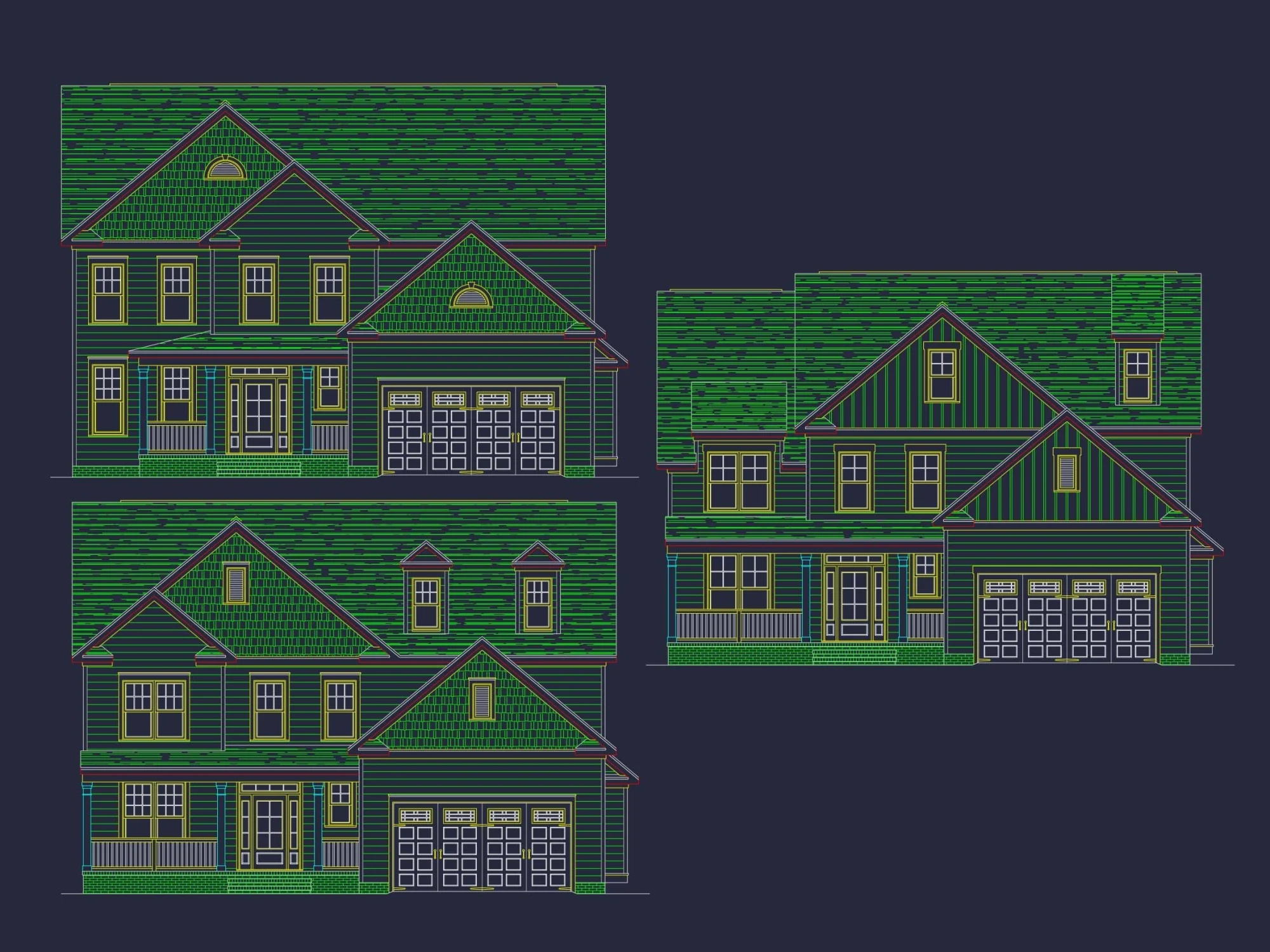 Modern Home Plan with Detailed Floor Designs and CAD Blueprints