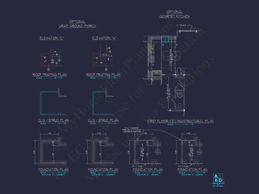 Modern Home Plan with Detailed Floor Designs and CAD Blueprints