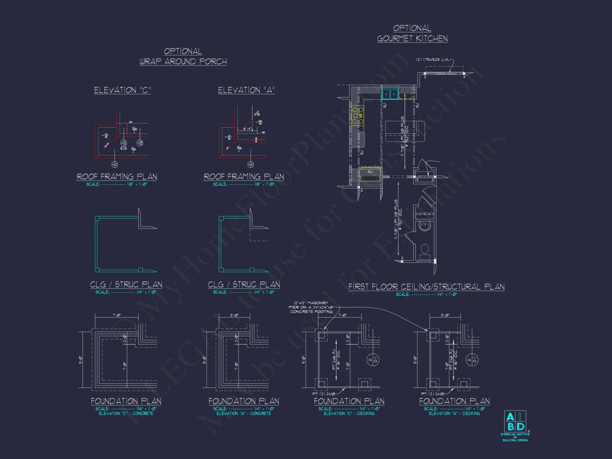 Modern Home Plan with Detailed Floor Designs and CAD Blueprints