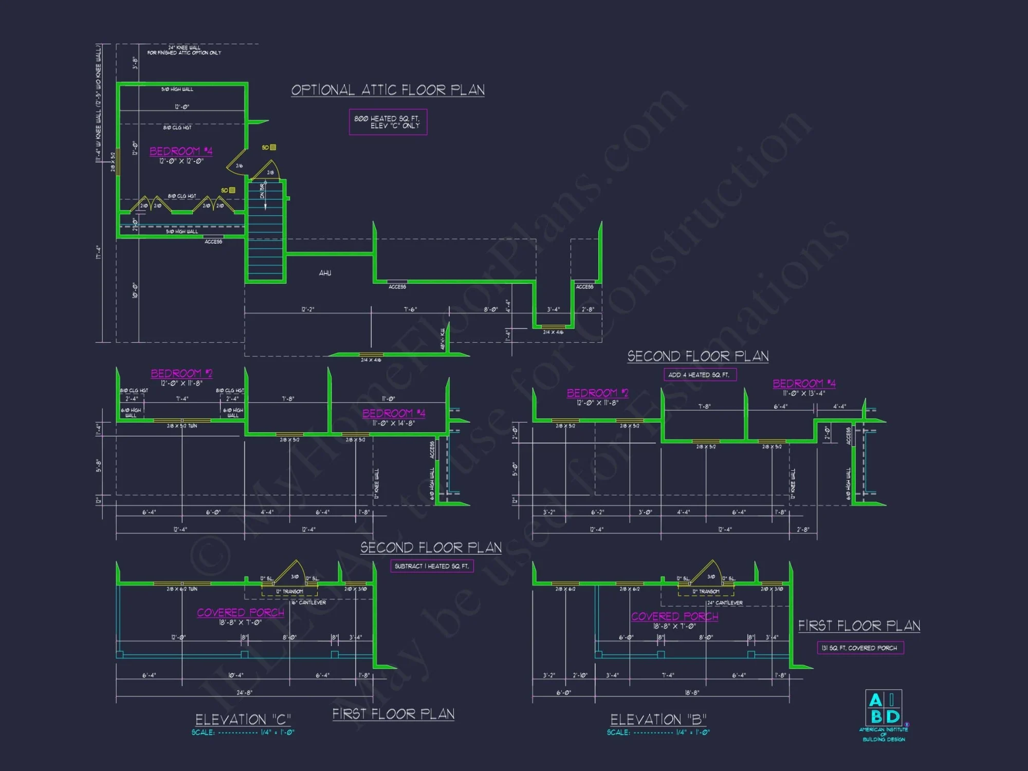 Modern Home Plan with Detailed Floor Designs and CAD Blueprints