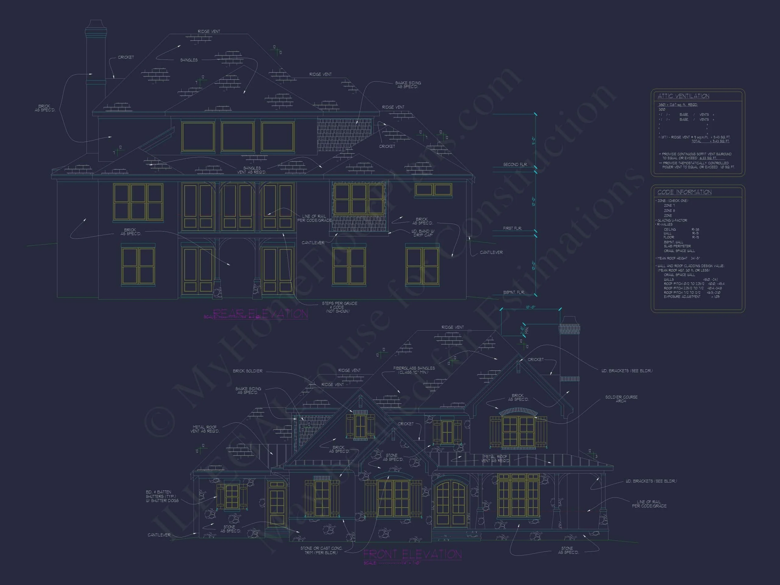 13-1387 HOUSE PLAN - Elegant House Plan with Blueprint CAD Design & Floor Plans 3 MYFHP 13-1387 HOME PLAN