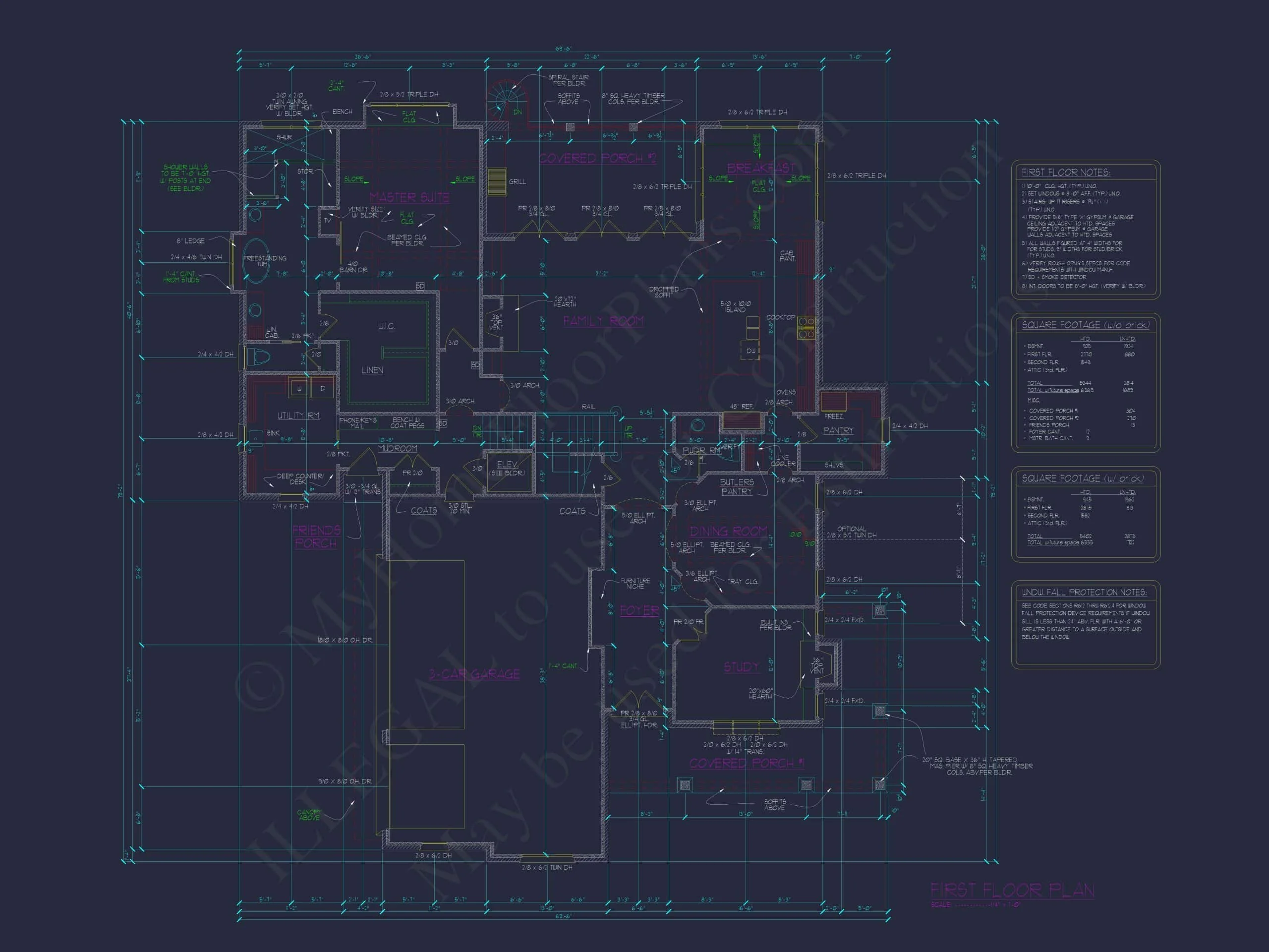 13-1387 HOUSE PLAN - Elegant House Plan with Blueprint CAD Design & Floor Plans 13 MYFHP 13-1387 HOME PLAN