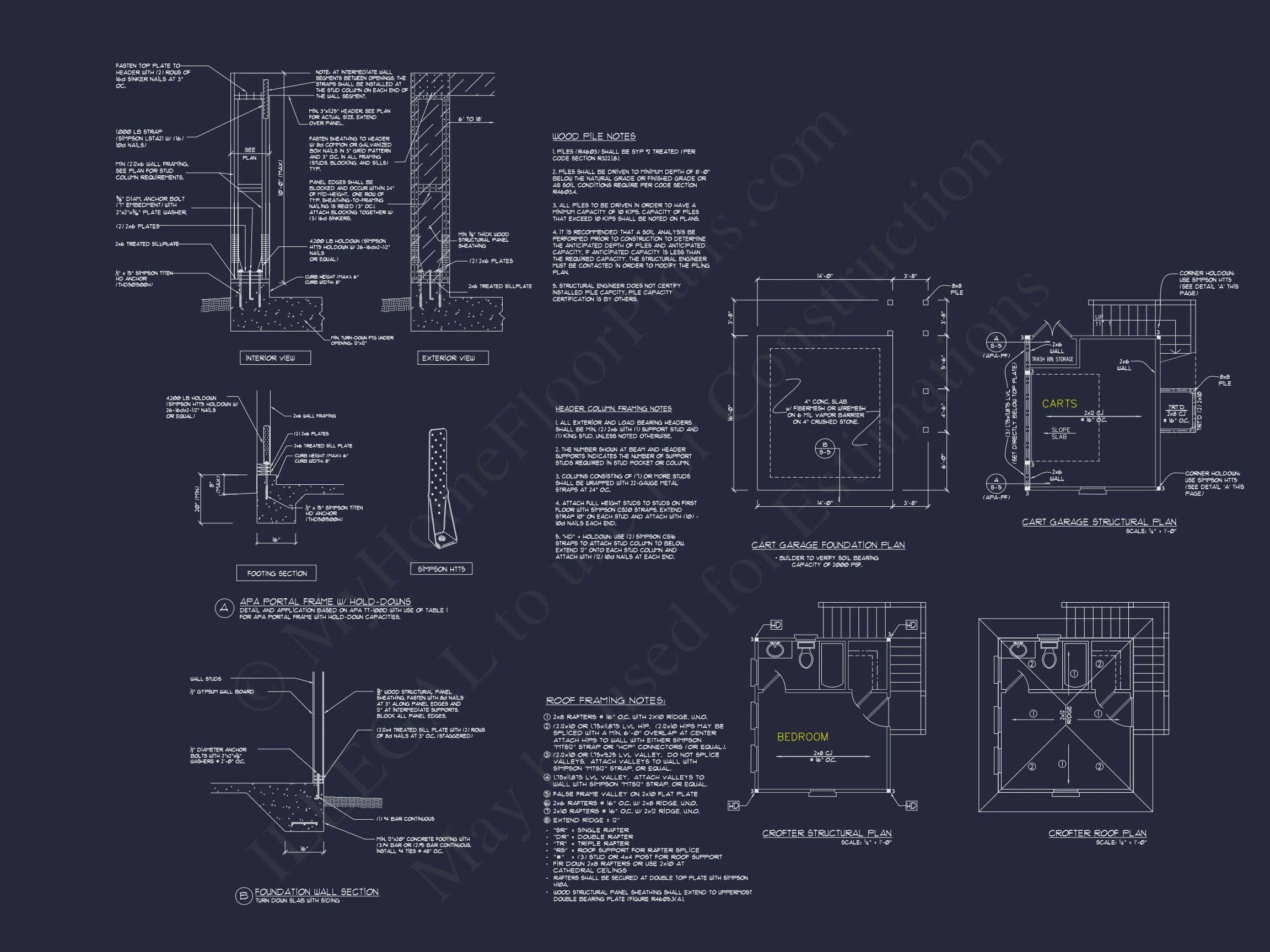 13-1199 CART PLAN - Compact 2-Story Golf Cart Garage House Floor Plan Design 4 Compact 2-Story Golf Cart Garage Home Floor Plan Design