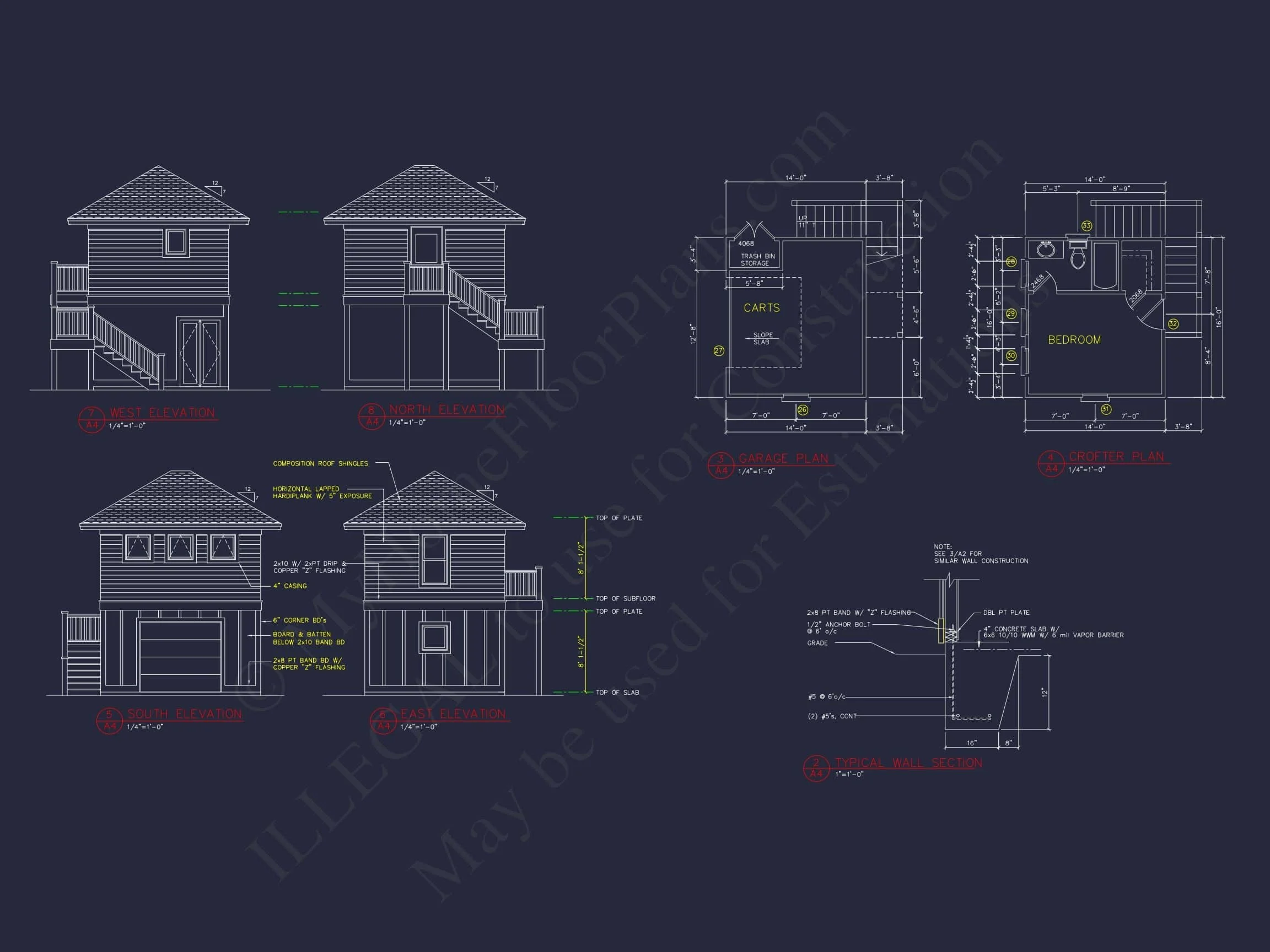 13-1199 CART PLAN - Compact 2-Story Golf Cart Garage House Floor Plan Design 2 Compact 2-Story Golf Cart Garage Home Floor Plan Design