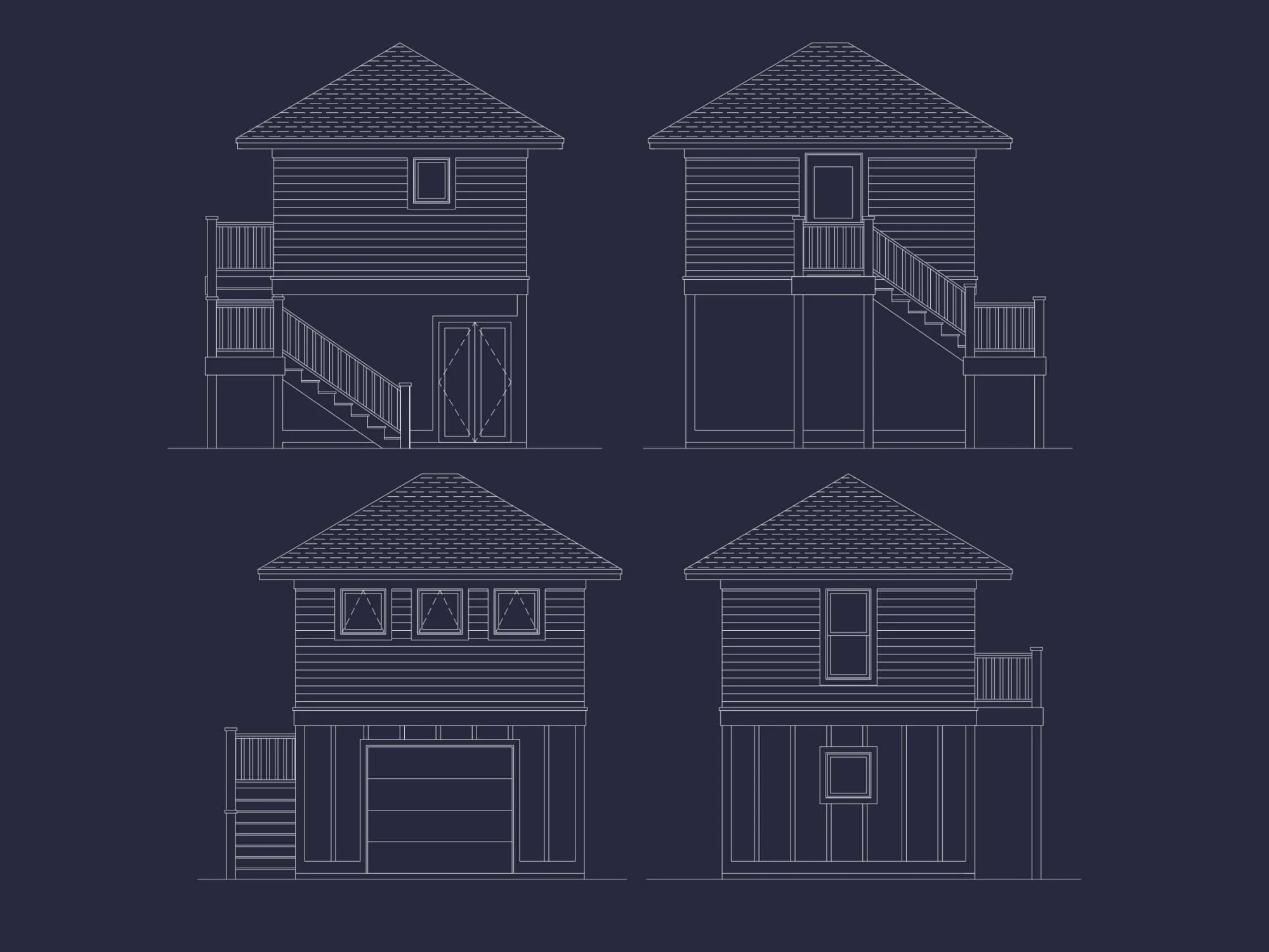 Compact 2-Story Golf Cart Garage Home Floor Plan Design