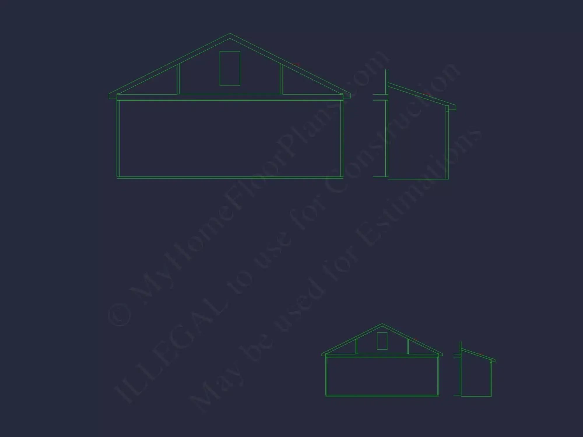 Modern Garage and Living Space Plan with 2 Bays and Study