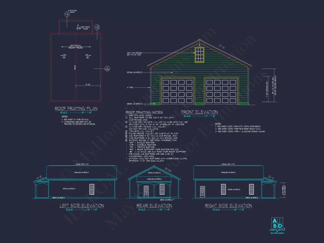 Modern Garage and Living Space Plan with 2 Bays and Study