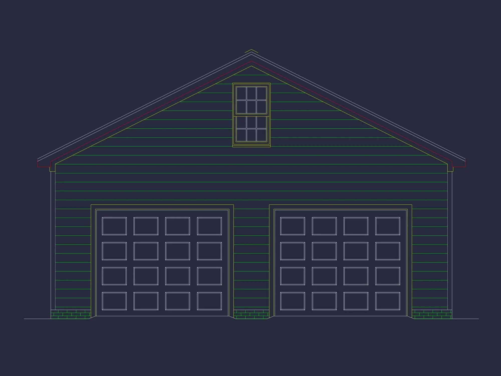 Modern Garage and Living Space Plan with 2 Bays and Study