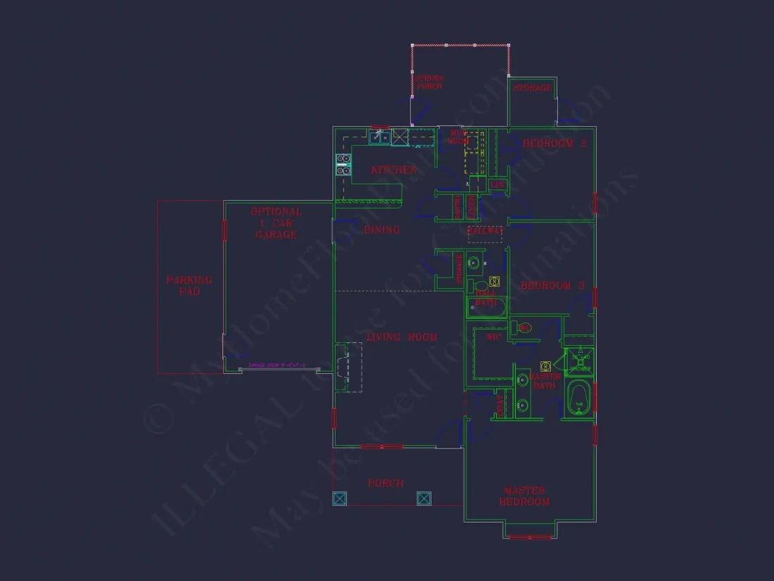 Craftsman Home Plan with 3 Bedrooms, 2 Baths, and CAD Designs