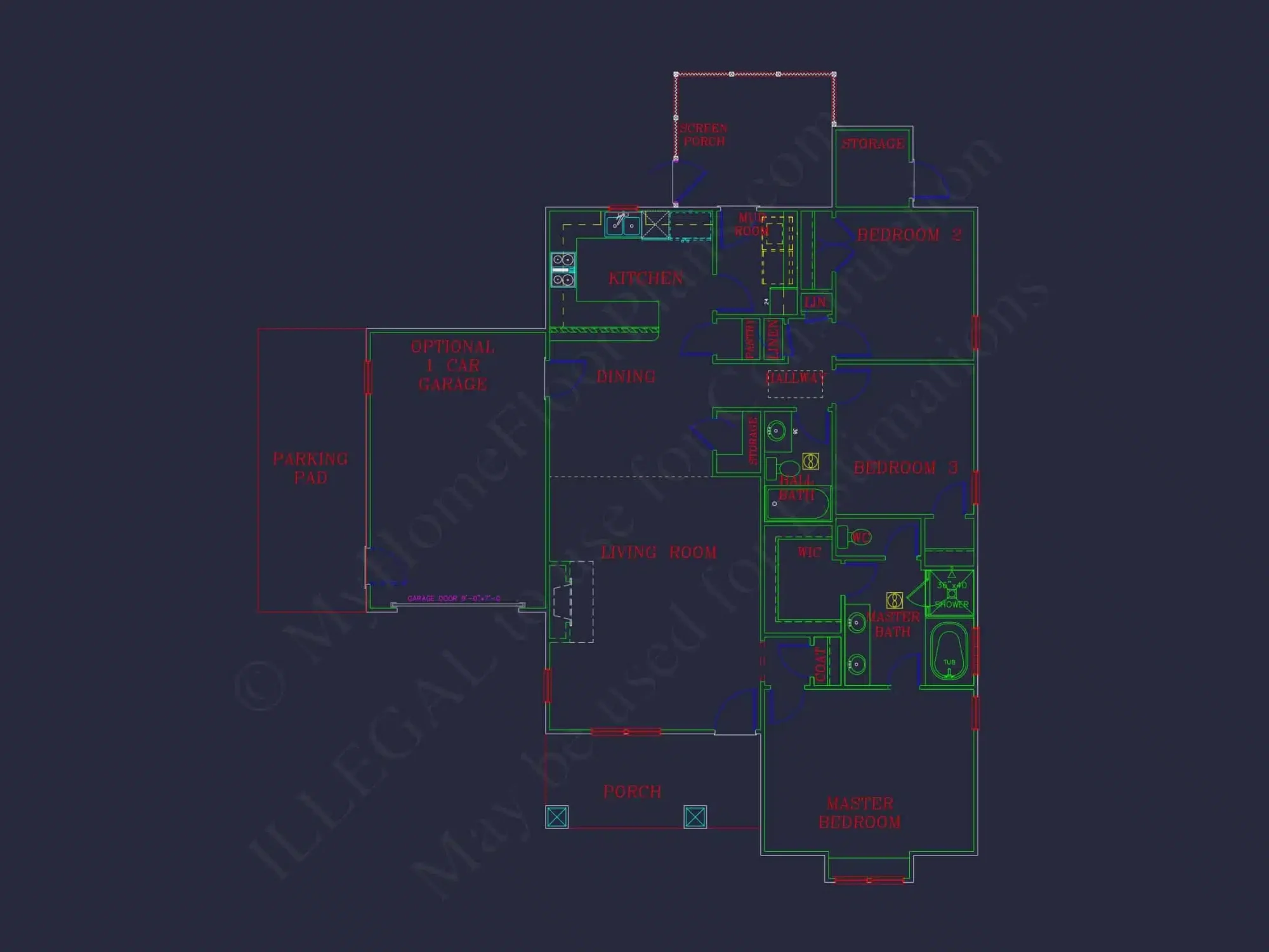 Craftsman Home Plan with 3 Bedrooms, 2 Baths, and CAD Designs